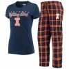 Deals ⭐ Unbranded 👩 Women's Concepts Sport Navy/Orange Illinois Fighting Illini Lodge T-Shirt & Flannel Pants Sleep Set ⌛