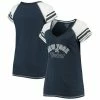 Deals 😉 Unbranded 👩 Women's Soft As A Grape Navy New York Yankees Curvy Colorblock Tri-Blend Raglan V-Neck T-Shirt ✔️