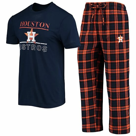 Hot Sale 🎁 Unbranded Men's Concepts Sport Navy/Orange Houston Astros Lodge T-Shirt & Pants Sleep Set 💯 - Image 2