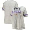 Deals 🔥 Unbranded 👩 Women's Heathered Gray LSU Tigers Plus Size Lace-Up V-Neck T-Shirt 🔥