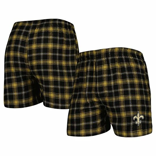 Hot Sale โ Unbranded Men's Concepts Sport Black/Gold New Orleans Saints Ledger Flannel Boxers ๐