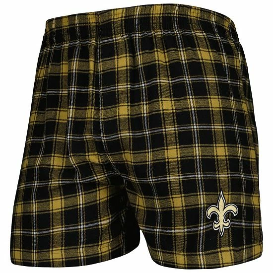 Hot Sale โ Unbranded Men's Concepts Sport Black/Gold New Orleans Saints Ledger Flannel Boxers ๐ - Image 3
