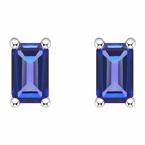 Promo 👍 Unbranded 14k Gold Emerald Cut Tanzanite Stud Earrings 14k Yellow Gold 🎉 - Image 2