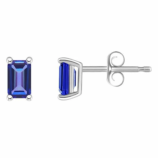 Promo 👍 Unbranded 14k Gold Emerald Cut Tanzanite Stud Earrings 14k Yellow Gold 🎉 - Image 4