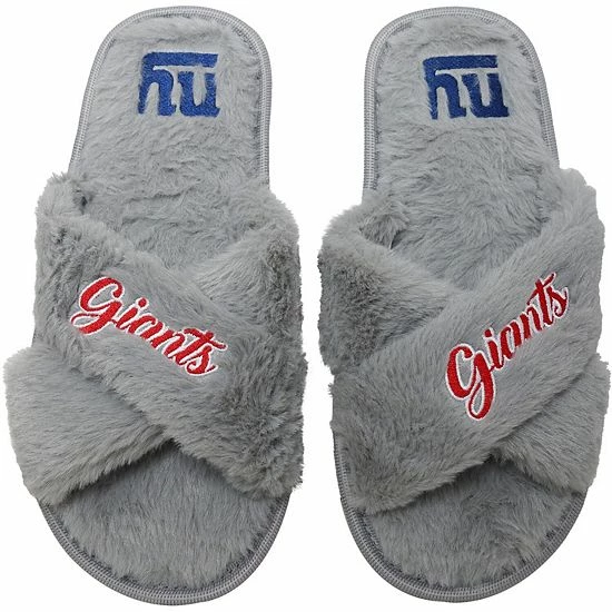 Coupon 😀 Unbranded 👩 Women's FOCO New York Giants Script Cross Slide Slippers 🎉 - Image 2