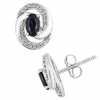 Discount 🥰 Unbranded 10k White Gold Sapphire & 1/10 Carat T.W. Diamond Swirl Stud Earrings 😀