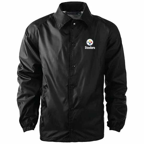 New 👍 Unbranded Men's Black Pittsburgh Steelers Coaches Classic Raglan Full-Snap Windbreaker Jacket 😀