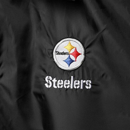 New 👍 Unbranded Men's Black Pittsburgh Steelers Coaches Classic Raglan Full-Snap Windbreaker Jacket 😀 - Image 4