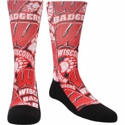 Hot Sale ✔️ Unbranded Youth Rock Em 🧦 Socks Wisconsin Badgers Logo Sketch Crew 🧦 Socks 🛒