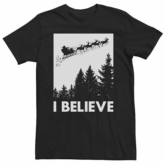 Wholesale 🛒 Unbranded Big & Tall Santa Claus I Believe Reindeer 🎄 Christmas Tee 🌟