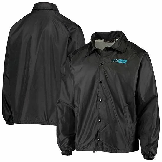 Deals 👍 Unbranded Men's Black Carolina Panthers Coaches Classic Raglan Full-Snap Windbreaker Jacket ✔️ - Image 2