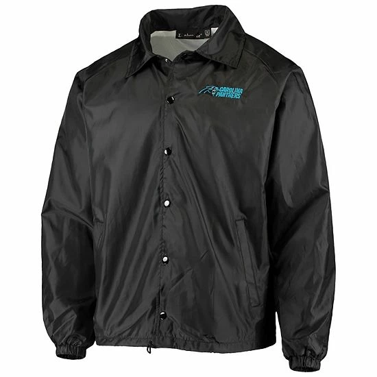 Deals 👍 Unbranded Men's Black Carolina Panthers Coaches Classic Raglan Full-Snap Windbreaker Jacket ✔️ - Image 3