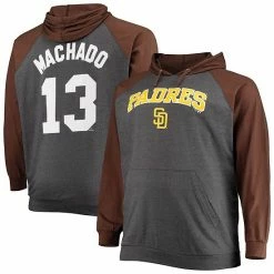 Hot Sale 💯 Unbranded Men's Manny Machado Brown/Heathered Charcoal San Diego Padres Big & Tall Jersey Player Name & Number Raglan Pullover Hoodie 😉