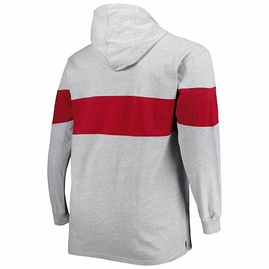 New 😀 Unbranded Men's Heathered Gray/Cardinal USC Trojans Big & Tall Long Sleeve Jersey Hoodie T-Shirt 🌟 - Image 4