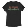 Promo 👏 Unbranded Juniors' 🎄 Christmas Blessed Grandma Plaid Typographic Tee ⌛