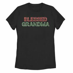 Promo 👏 Unbranded Juniors' 🎄 Christmas Blessed Grandma Plaid Typographic Tee ⌛