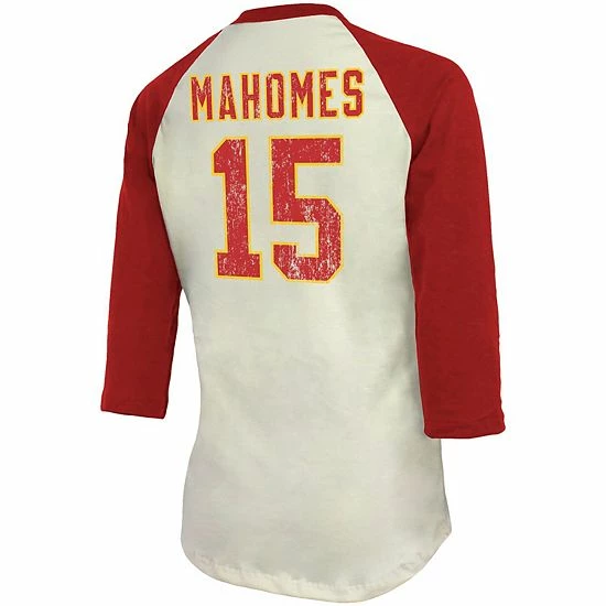 Outlet 😍 Unbranded 👩 Women's Fanatics Branded Patrick Mahomes Cream/Red Kansas City Chiefs Player Raglan Name & Number 3/4-Sleeve T-Shirt 🛒 - Image 4