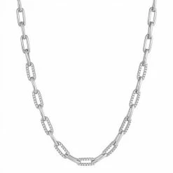 Buy 🥰 Unbranded Sterling Silver Cubic Zirconia Paperclip Chain Necklace ⭐
