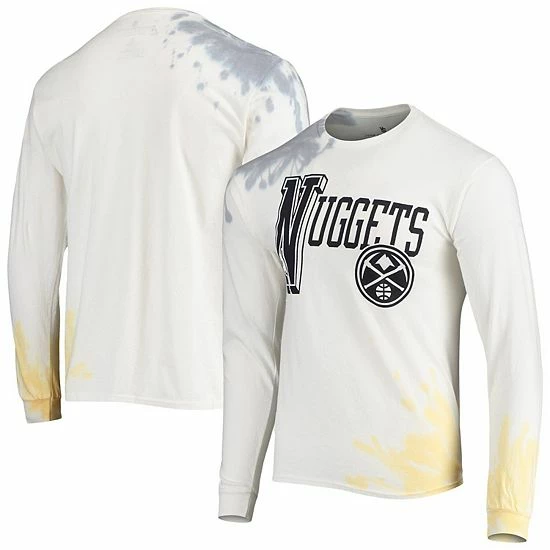 Best deal 🛒 Unbranded Men's Junk Food White Denver Nuggets Tie-Dye Long Sleeve T-Shirt 😍