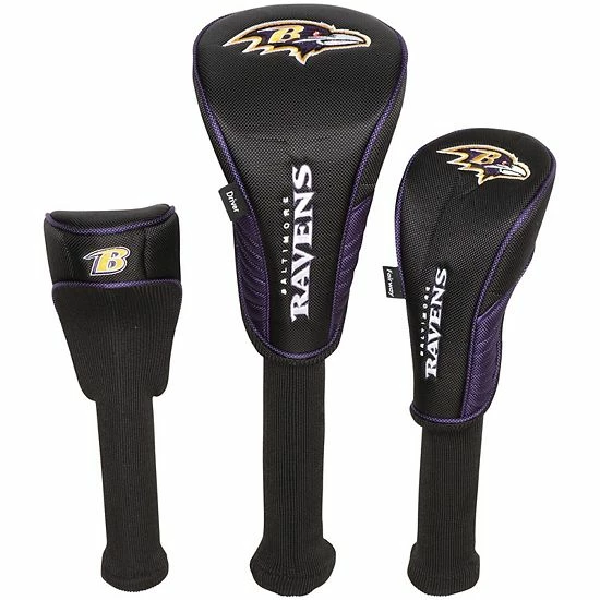 Hot Sale 🔔 Unbranded Baltimore Ravens Driver Fairway Hybrid Set Of Three Headcovers ❤️