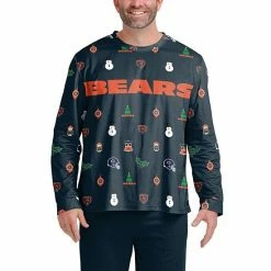 Cheap ⌛ Unbranded Men's FOCO Navy Chicago Bears Ugly Sweater Long Sleeve T-Shirt 💯
