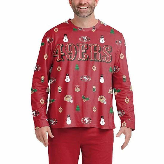 New ⌛ Unbranded Men's FOCO Scarlet San Francisco 49ers Ugly Sweater Long Sleeve T-Shirt 🔔 - Image 2