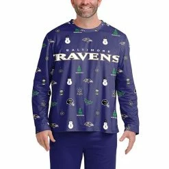 Outlet 😍 Unbranded Men's FOCO Purple Baltimore Ravens Ugly Sweater Long Sleeve T-Shirt 💯