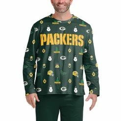 Buy 🎁 Unbranded Men's FOCO Green Green Bay Packers Ugly Sweater Long Sleeve T-Shirt 😀
