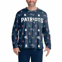 Budget 🌟 Unbranded Men's FOCO Navy New England Patriots Ugly Sweater Long Sleeve T-Shirt 😍