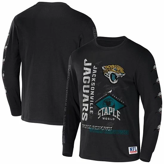 Flash Sale ๐ Unbranded Men's NFL X Staple Black Jacksonville Jaguars World Renowned Long Sleeve T-Shirt โ