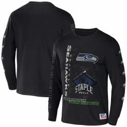 New 😉 Unbranded Men's NFL X Staple Black Seattle Seahawks World Renowned Long Sleeve T-Shirt 😉