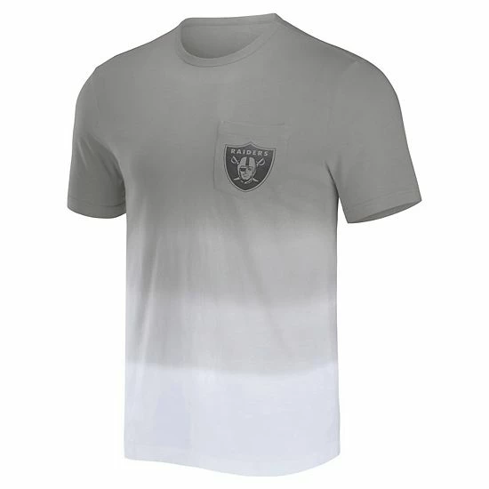 Flash Sale 💯 Unbranded Men's NFL X Darius Rucker Collection By Fanatics Silver/White Las Vegas Raiders Dip Dye Pocket T-Shirt ✨ - Image 3