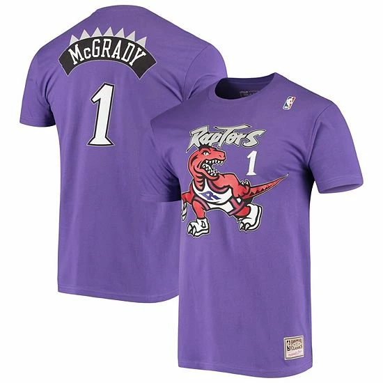Hot Sale ⌛ Unbranded Men's Mitchell & Ness Tracy McGrady Purple Toronto Raptors Hardwood Classics Stitch Name & Number T-Shirt 👏 - Image 2