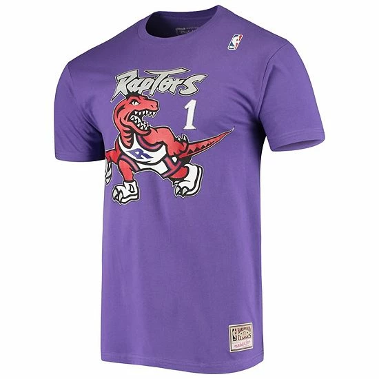 Hot Sale ⌛ Unbranded Men's Mitchell & Ness Tracy McGrady Purple Toronto Raptors Hardwood Classics Stitch Name & Number T-Shirt 👏 - Image 3