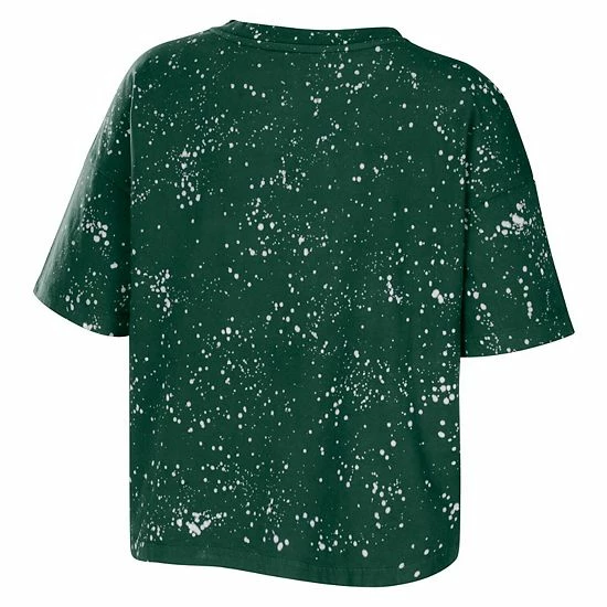 Discount ๐ฅฐ Unbranded ๐ฉ Women's WEAR By Erin Andrews Green Green Bay Packers Bleach Wash Splatter Notch Neck Cropped T-Shirt ๐งจ - Image 4