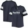 Hot Sale ⭐ Unbranded 👩 Women's Heather Navy Penn State Nittany Lions Plus Size Give It All Pieced V-Neck T-Shirt ⌛