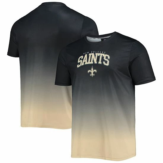 Buy ๐ Unbranded Men's FOCO Black/Gold New Orleans Saints Gradient Rash Guard Swim ๐ Shirt ๐ - Image 2