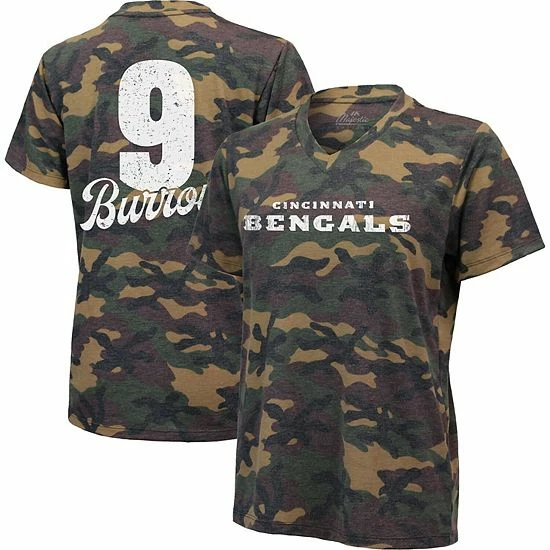 Outlet ๐ Unbranded ๐ฉ Women's Joe Burrow Camo Cincinnati Bengals Name & Number V-Neck T-Shirt ๐