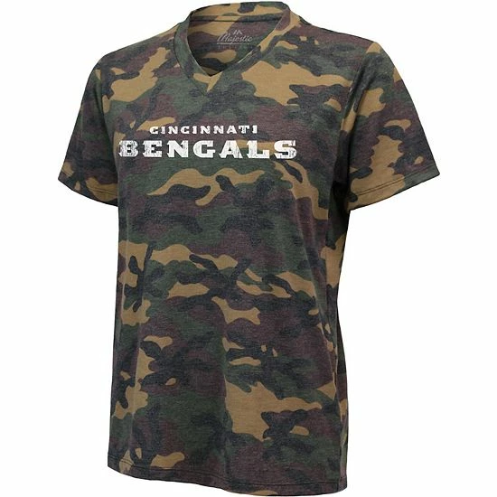 Outlet ๐ Unbranded ๐ฉ Women's Joe Burrow Camo Cincinnati Bengals Name & Number V-Neck T-Shirt ๐ - Image 3
