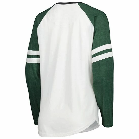 Wholesale ๐ Unbranded ๐ฉ Women's Pressbox White/Green Michigan State Spartans Brooking Sleeve Stripe Raglan Long Sleeve T-Shirt ๐งจ - Image 4