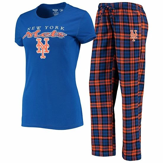 New ๐ Unbranded ๐ฉ Women's Concepts Sport Royal/Orange New York Mets Lodge T-Shirt & Pants Sleep Set ๐คฉ
