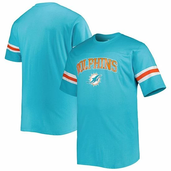 Coupon 🛒 Unbranded Men's Aqua Miami Dolphins Arm Stripe T-Shirt ✨ - Image 2