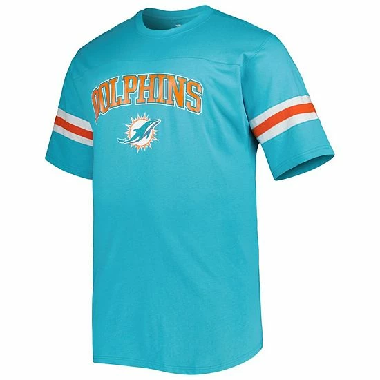 Coupon 🛒 Unbranded Men's Aqua Miami Dolphins Arm Stripe T-Shirt ✨ - Image 3