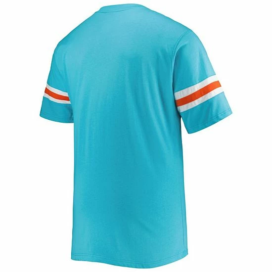 Coupon 🛒 Unbranded Men's Aqua Miami Dolphins Arm Stripe T-Shirt ✨ - Image 4