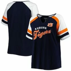 Top 10 😉 Unbranded 👩 Women's Navy Auburn Tigers Plus Size Arch Raglan Notch Neck T-Shirt 💯