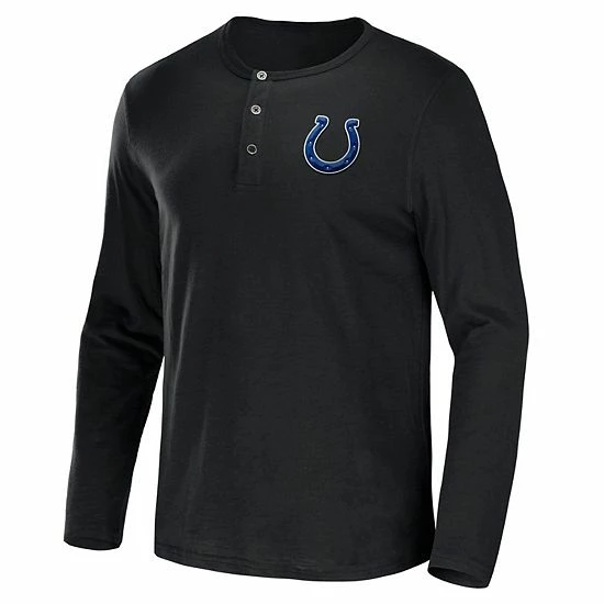 Hot Sale 🎉 Unbranded Men's NFL X Darius Rucker Collection By Fanatics Black Indianapolis Colts Slub Jersey Henley Long Sleeve T-Shirt 🤩 - Image 3
