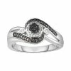 Wholesale 😀 Unbranded Sterling Silver 1/10 Carat T.W. Black & White Diamond Bypass Ring 😀