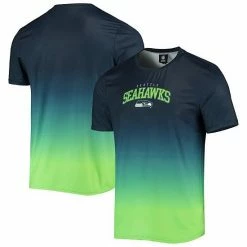 Flash Sale 😉 Unbranded Men's FOCO College Navy/Neon Green Seattle Seahawks Gradient Rash Guard Swim 👕 Shirt ❤️