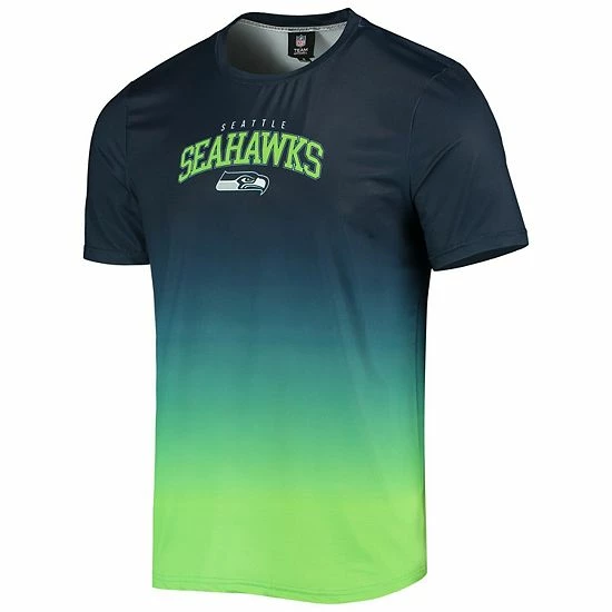 Flash Sale 😉 Unbranded Men's FOCO College Navy/Neon Green Seattle Seahawks Gradient Rash Guard Swim 👕 Shirt ❤️ - Image 2