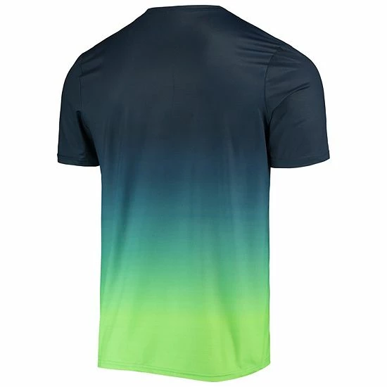 Flash Sale 😉 Unbranded Men's FOCO College Navy/Neon Green Seattle Seahawks Gradient Rash Guard Swim 👕 Shirt ❤️ - Image 3